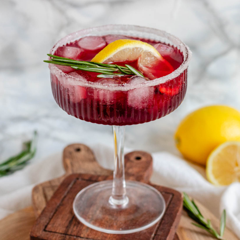 Pomegranate Vodka Cocktail with Lemon and Rosemary