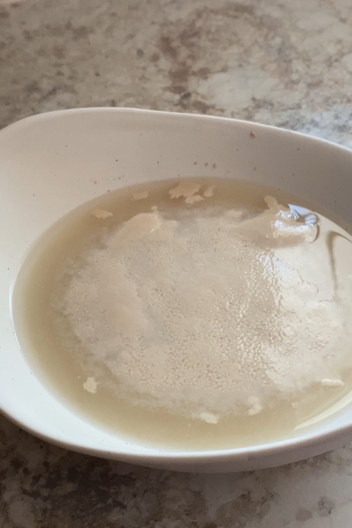 Proofing yeast in a bowl.