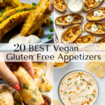 4 vegan gluten free appetizers with black text.