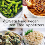 4 vegan gluten free appetizers with black text.