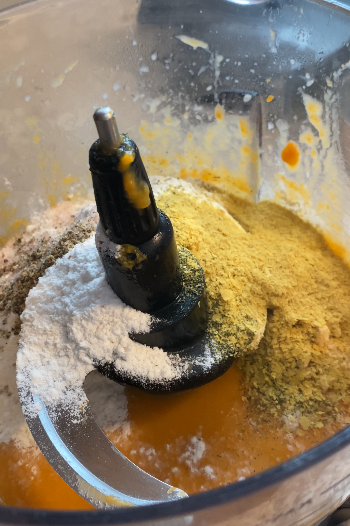 Dry ingredients in a food processor.